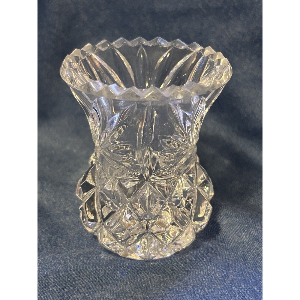 Vintage Mini Glass Bud Vase Beautiful Jagged Rim 2.5" Tall MINI
